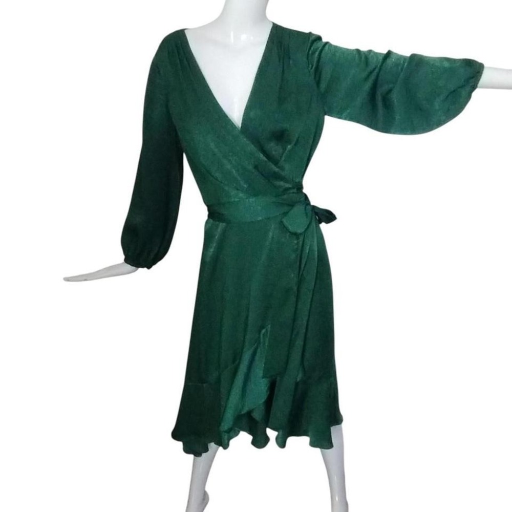Gal Meets Glam Womens size 10 Jennifer Wrap Ruffle Dress Romantic Cocktail Party